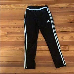 Youth medium black and white Adidas joggers.